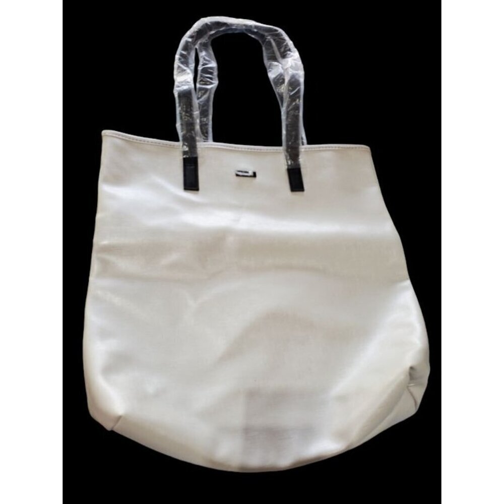 Philosophy Large White Tote Bag With Red Interior Lining Dual Handles Spacious